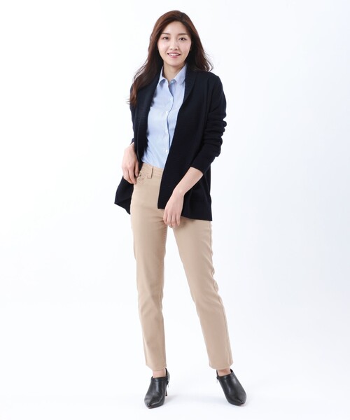 「TRANS WORK」 ニットカーディガン 46 ブルー レディース_画像6