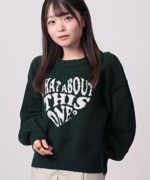 ニット セーター 「96」ハートロゴ ジャガード プルオーバー