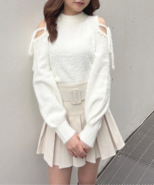 one way（ワンウェイ） ニット セーター 肩あきリボンニット