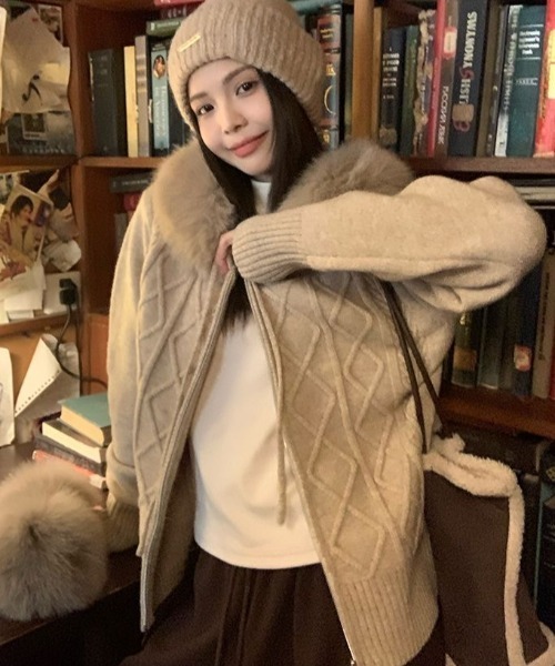 Winnie様　ファビアナフィリッピ ニットカーディガン ファー XS リボンカウチンニットカーディガン(ニット)｜トップス｜FURFUR（ファー