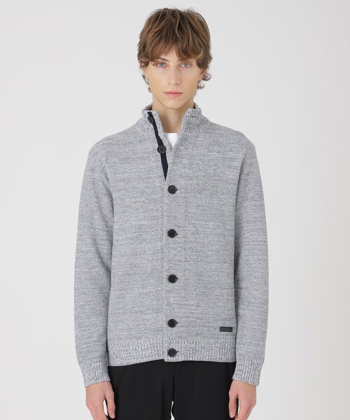 【新品未使用】ブラックレーベル ハイネックカーディガンニット グレー メンズ　M BLACK LABEL CRESTBRIDGE（ブラックレーベル クレストブリッジ