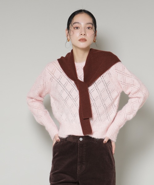 ナノユニバース　ヘアリーニット 衿付き ヘアリー ニット プルオーバー