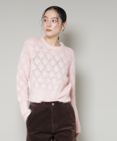 ナノユニバース　ヘアリーニット 衿付き ヘアリー ニット プルオーバー