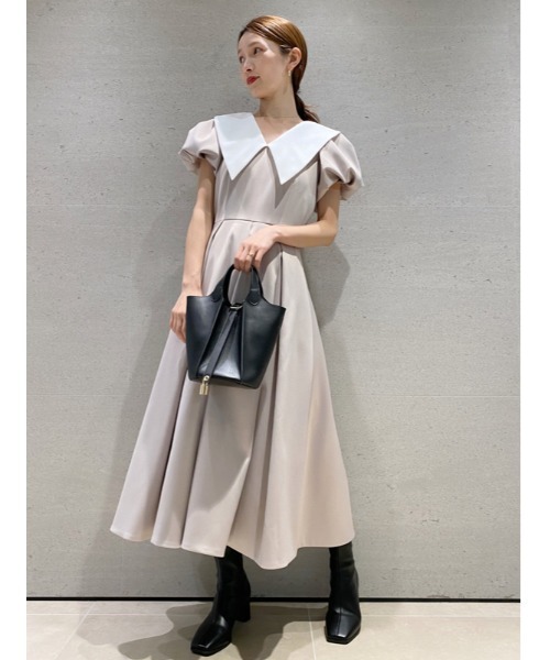 「SNIDEL」 半袖ワンピース 0 ベージュ レディースの画像