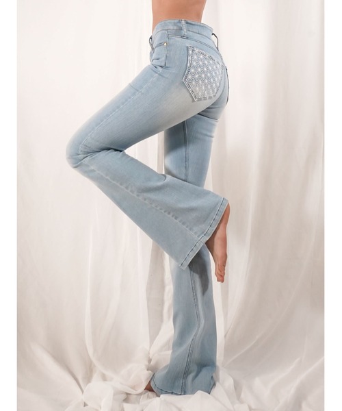 AMATERAS ジーンズ デニム デニムパンツ flare stretch asanoha denim