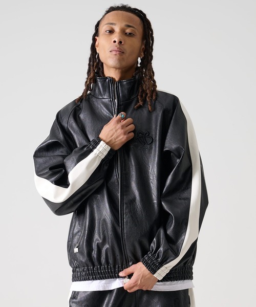 FUBU（フブ） ブルゾン アウター ブランド Faux Leather Track Jacket