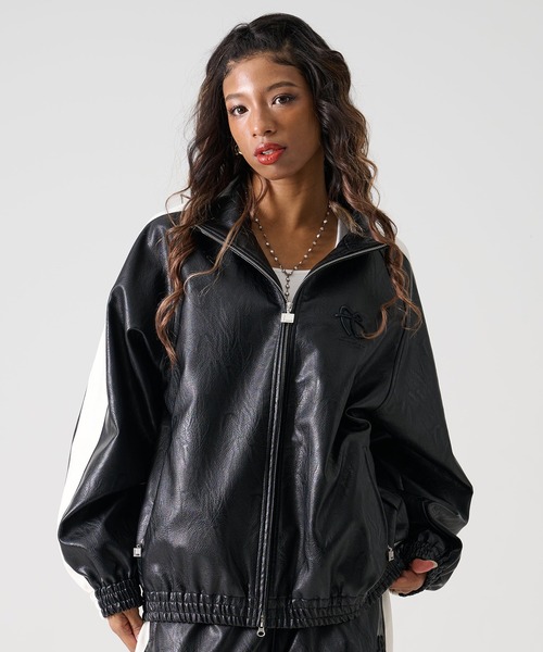 FUBU（フブ） ブルゾン アウター ブランド Faux Leather Track Jacket