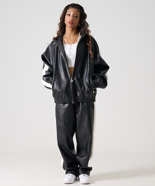 Fubuレザージャケット FUBU（フブ） 革ジャン ライダース FUBU-Faux Leather Studs Patch