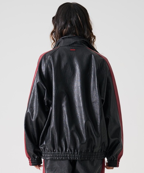 i*o様 【美品】FUBU レザー ジャケット L ブラック FUBU（フブ） ブルゾン アウター ブランド Faux Leather Track Jacket