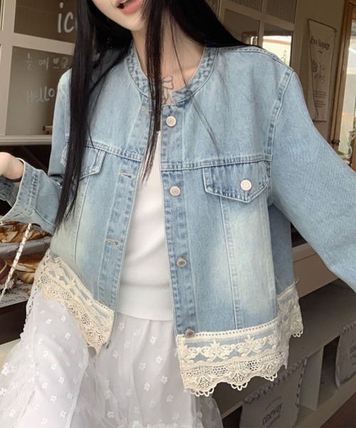 45rpm レース装飾 デニム ジャケット Gジャン N1304 45rpm レース装飾 デニム ジャケット Gジャン N1304