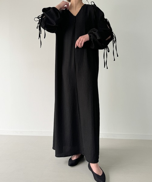 「JUNOAH」 長袖ワンピース MEDIUM チャコール レディース_画像6