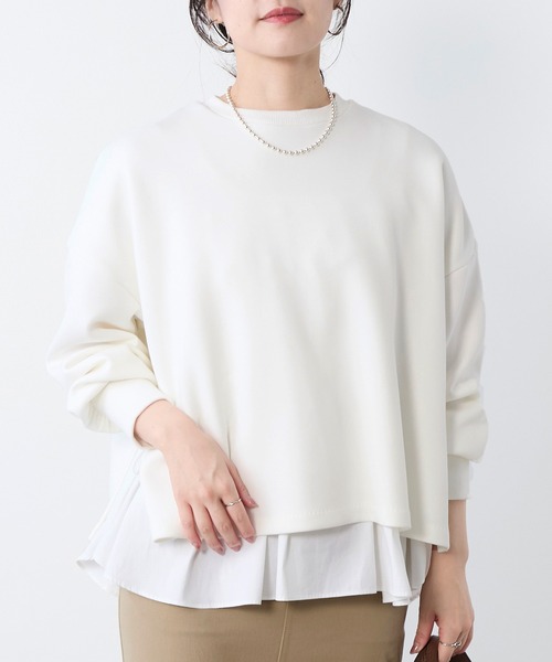 tシャツ レイヤードウエストドロストプルオーバー レディースの画像