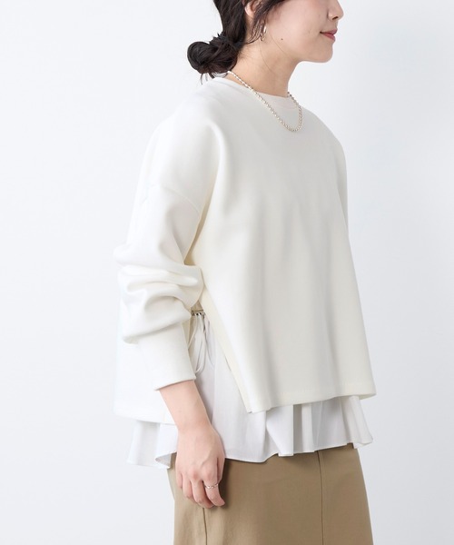 tシャツ レイヤードウエストドロストプルオーバー レディースの画像