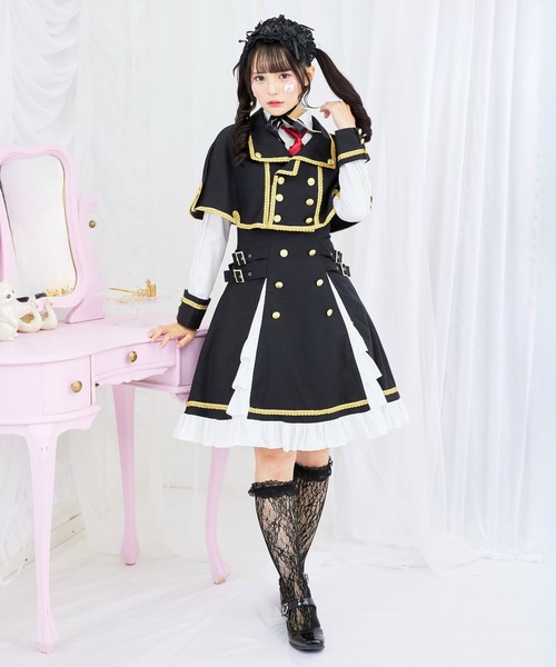 body line 懐古ロリ　黒白ジャンパースカート BODYLINE ワンピース 3wayゴールドチェーンのパンクジャンパースカート