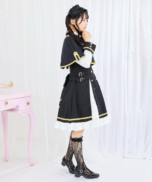 BODY LINE コスプレ　ワンピース ジャンバースカート ブラック BODYLINE ワンピース 3wayゴールドチェーンのパンクジャンパースカート