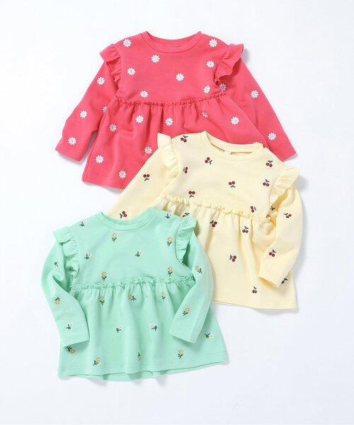 apres les cours（アプレレクール） tシャツ 総柄刺繍ペプラムフリル