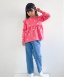 tシャツ 総柄刺繍ペプラムフリル長袖トップス ...の詳細画像4