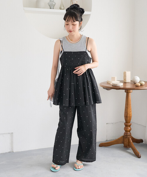 インド ラメドット バックオープンキャミソール/バックシャン FREAK'S STORE/インド ラメドット刺繍 バックオープンキャミソール