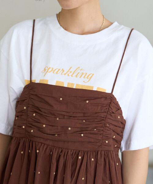 キャミソール インド ラメドット刺繍 バックオープンキャミソール「セットアップ対応」の画像