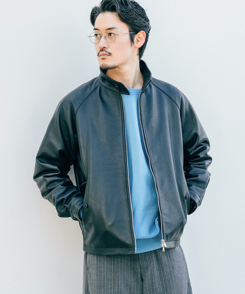 革ジャン ライダース ラム レザー ドライビング ブルゾン メンズ レディースの画像