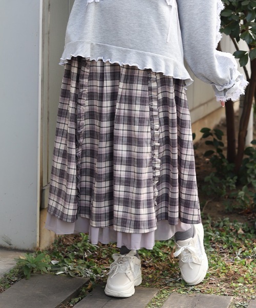 axes femme（アクシーズ ファム） スカート プチフリルチェック柄SK
