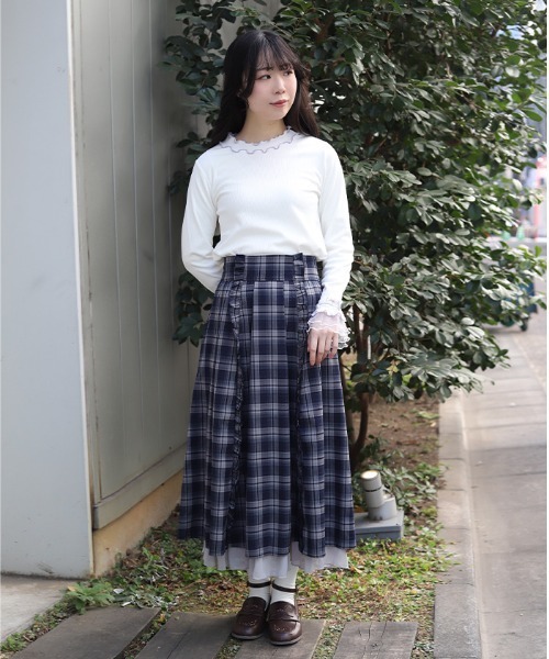 axes femme（アクシーズ ファム） スカート プチフリルチェック柄SK