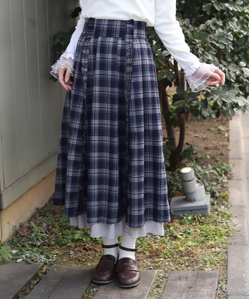 axes femme（アクシーズ ファム） スカート プチフリルチェック柄SK