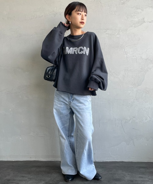 「AMERICANA」 スウェットカットソー ONE SIZE スミクロ レディース_1