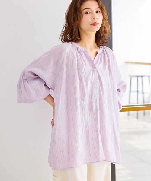 【新品タグ付】リネンビックシャツ パープル TICCA（ティッカ）の「【TICCA/ティッカ】リネンスクエアビックシャツ
