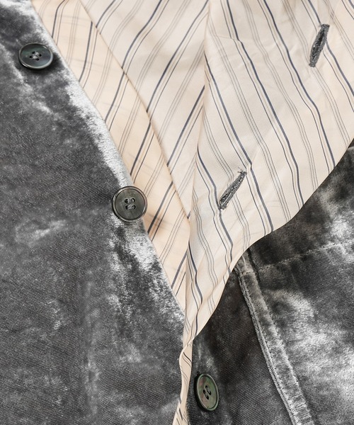 シャツ UNEVEN VELVET HALF SLEEVE SHIRT メンズの画像