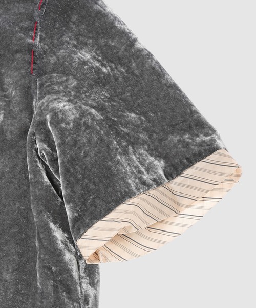 シャツ UNEVEN VELVET HALF SLEEVE SHIRT メンズの画像