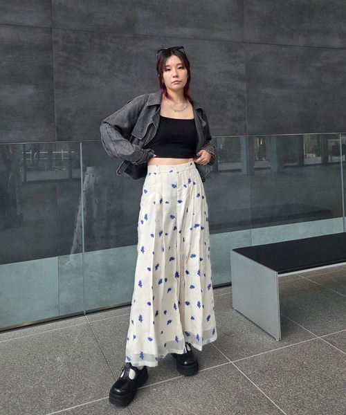 Ameri（アメリ） パンツ DOT FLOWER VEIL PANTS レディース : ZOZOTOWN