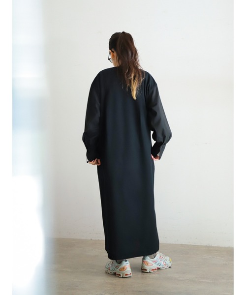 「FIL DE FER」 長袖ワンピース FREE ネイビー レディース_画像6