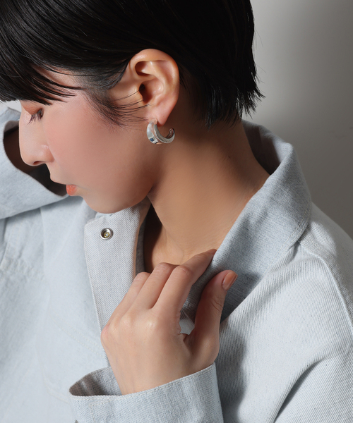 ピアス 「SAMH by LILAS」ワイド平甲丸ピアス SV（両耳） レディースの画像