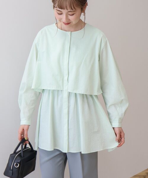 「AMERICAN HOLIC」 長袖ブラウス L ブルー レディース_画像2