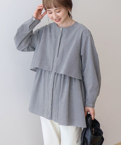 「AMERICAN HOLIC」 長袖ブラウス L ブルー レディース_画像5
