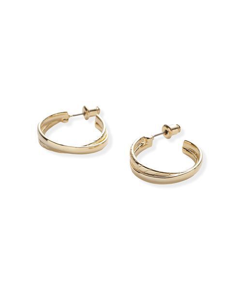 ピアス クロスラインフープピアス レディースの画像
