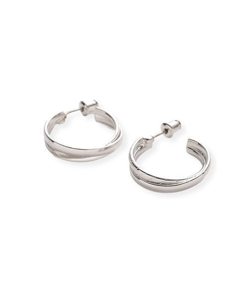 ピアス クロスラインフープピアス レディースの画像