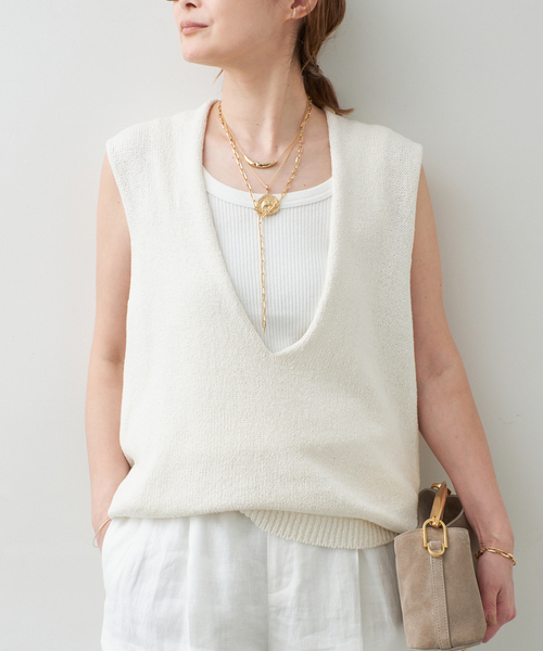 Deuxieme Classe rib タンク　★ニャンペイ★ Deuxieme Classe（ドゥーズィエムクラス） ベスト ジレ Lily Linen V