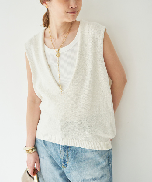 ドゥーズィエムクラスLily linen Vネックベスト Lily Linen Vネック ベスト（ベスト）｜MUSE de Deuxieme Classe