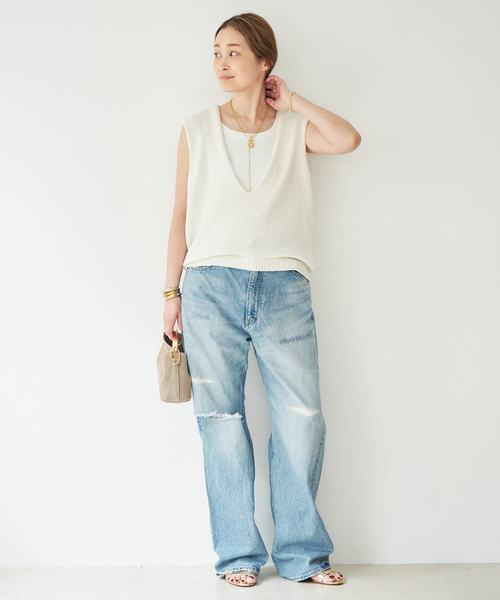 Deuxieme Classe  ベスト Deuxieme Classe（ドゥーズィエムクラス） ベスト ジレ Lily Linen V