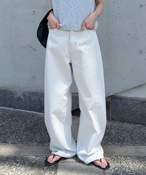 meilmada ワイドパンツ ジーンズ デニム デニムパンツ サイド切替