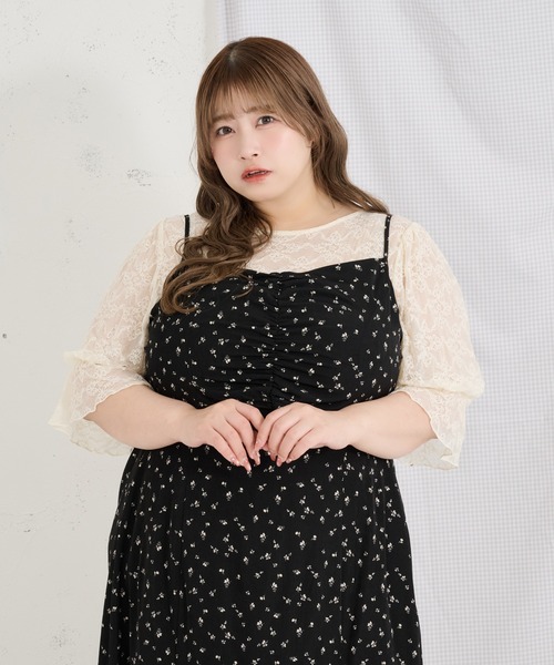 美品】Rouje Paris ワンピース ドット 黒 赤 ジレ ルージュ Rouje