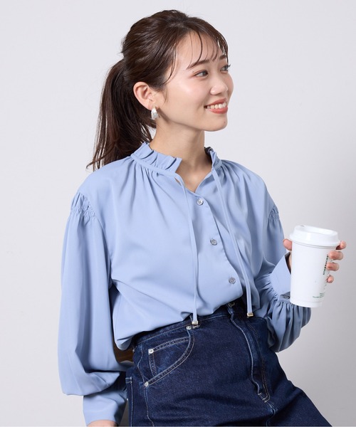 「Chez toi」 長袖ブラウス FREE サックスブルー レディース_画像2
