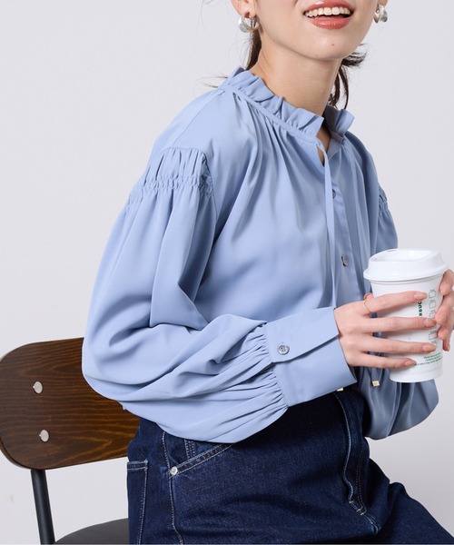 「Chez toi」 長袖ブラウス FREE サックスブルー レディース_画像3