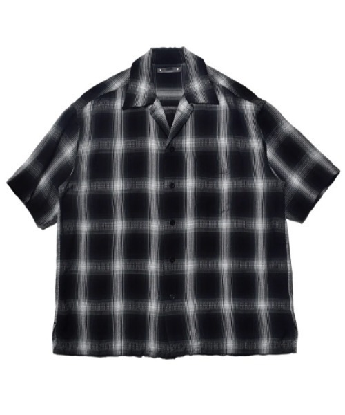 シャツ MINEDENIM (マインデニム)Rayon Dobby Plaid S.S Open Collar SH メンズ レディースの画像