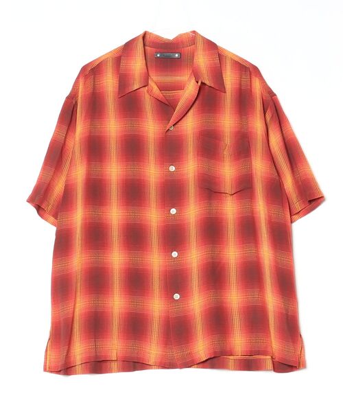 シャツ MINEDENIM (マインデニム)Rayon Dobby Plaid S.S Open Collar SH メンズ レディースの画像