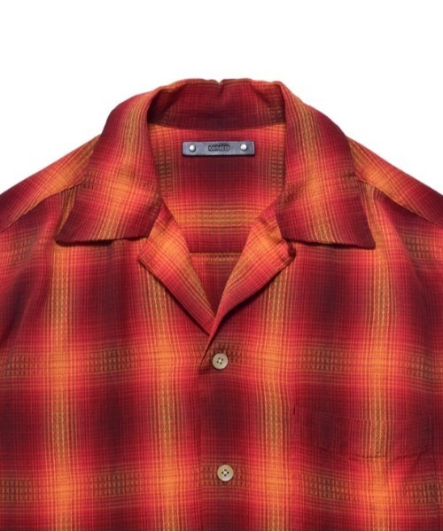 シャツ MINEDENIM (マインデニム)Rayon Dobby Plaid S.S Open Collar SH メンズ レディースの画像
