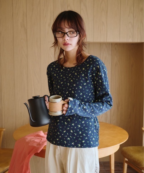 「common gull products.」 長袖カットソー MEDIUM ネイビー レディース_画像4