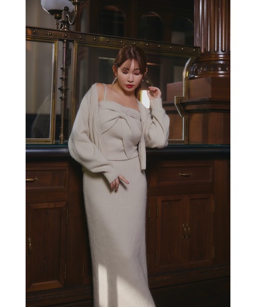 「Her lip to」 ニットカーディガン M ベージュ レディース_画像3